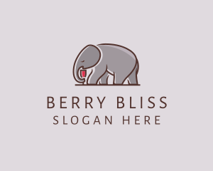 Elephant Wine Glass  logo design