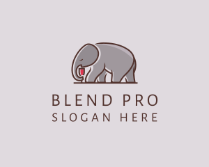 Elephant Wine Glass  logo design