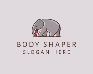 Elephant Wine Glass  logo design