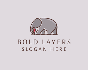 Elephant Wine Glass  logo design