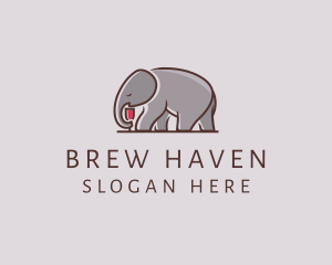 Elephant Wine Glass  logo design