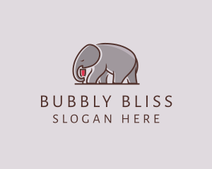 Elephant Wine Glass  logo design