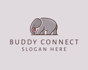 Elephant Wine Glass  logo design