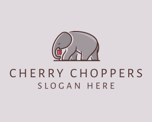 Elephant Wine Glass  logo design