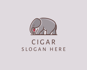 Elephant Wine Glass  logo design