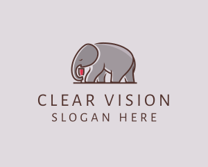 Elephant Wine Glass  logo design