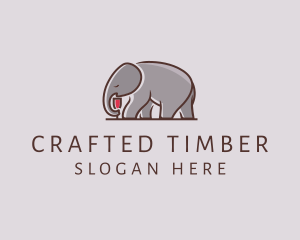 Elephant Wine Glass  logo design