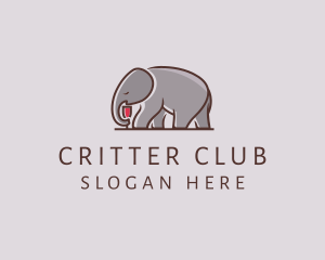 Elephant Wine Glass  logo design