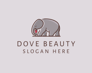 Elephant Wine Glass  logo design