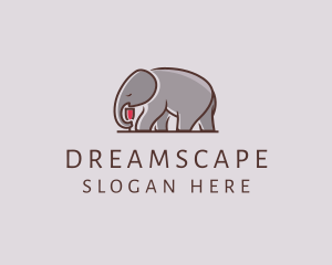 Elephant Wine Glass  logo design