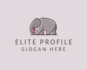 Elephant Wine Glass  logo design