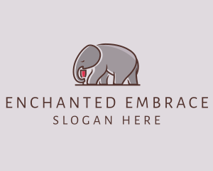 Elephant Wine Glass  logo design