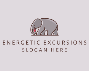 Elephant Wine Glass  logo design