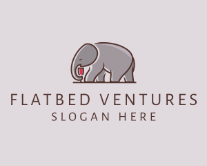 Elephant Wine Glass  logo design