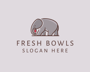 Elephant Wine Glass  logo design