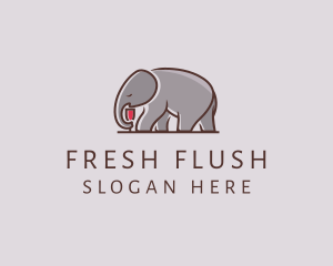 Elephant Wine Glass  logo design