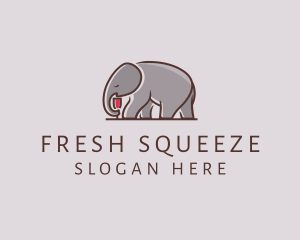 Elephant Wine Glass  logo design