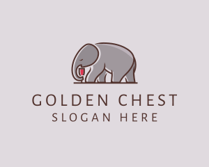 Elephant Wine Glass  logo design