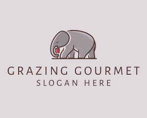 Elephant Wine Glass  logo design