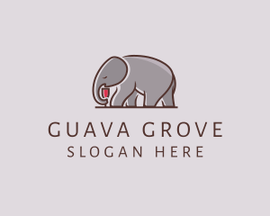 Elephant Wine Glass  logo design