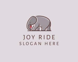 Elephant Wine Glass  logo design