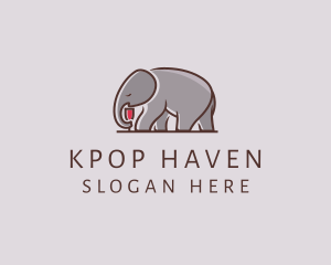 Elephant Wine Glass  logo design