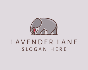 Elephant Wine Glass  logo design