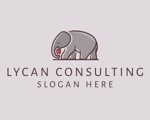 Elephant Wine Glass  logo design