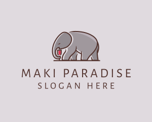 Elephant Wine Glass  logo design