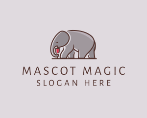 Elephant Wine Glass  logo design