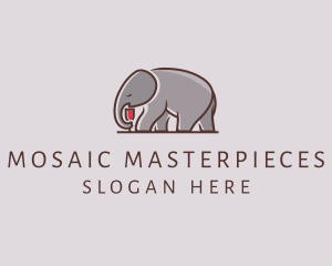 Elephant Wine Glass  logo design