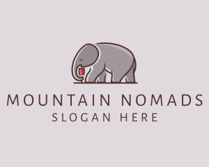 Elephant Wine Glass  logo design