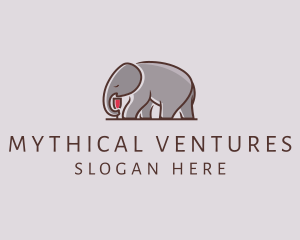 Elephant Wine Glass  logo design