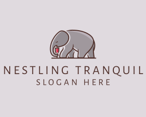 Elephant Wine Glass  logo design