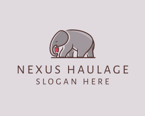 Elephant Wine Glass  logo design