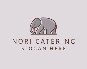 Elephant Wine Glass  logo design