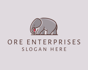 Elephant Wine Glass  logo design