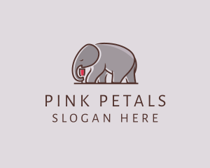 Elephant Wine Glass  logo design