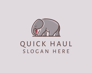 Elephant Wine Glass  logo design