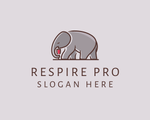 Elephant Wine Glass  logo design