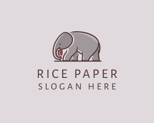 Elephant Wine Glass  logo design