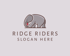 Elephant Wine Glass  logo design