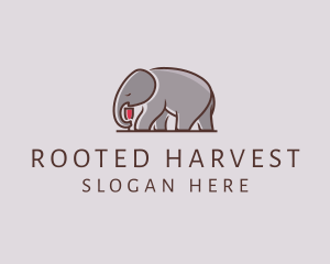 Elephant Wine Glass  logo design