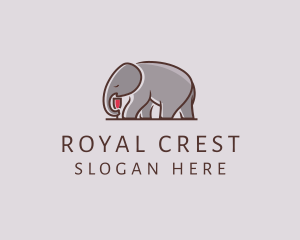 Elephant Wine Glass  logo design