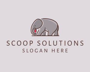 Elephant Wine Glass  logo design