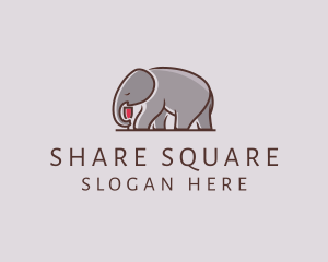 Elephant Wine Glass  logo design