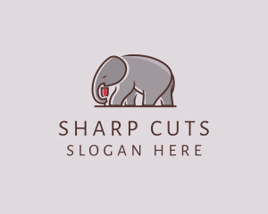 Elephant Wine Glass  logo design