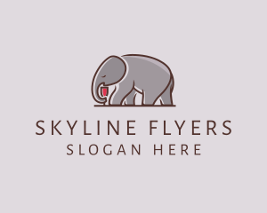 Elephant Wine Glass  logo design