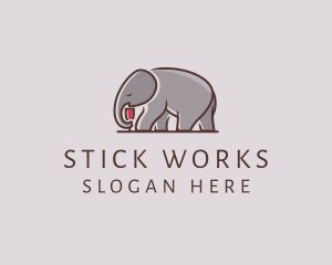 Elephant Wine Glass  logo design