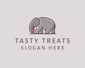 Elephant Wine Glass  logo design